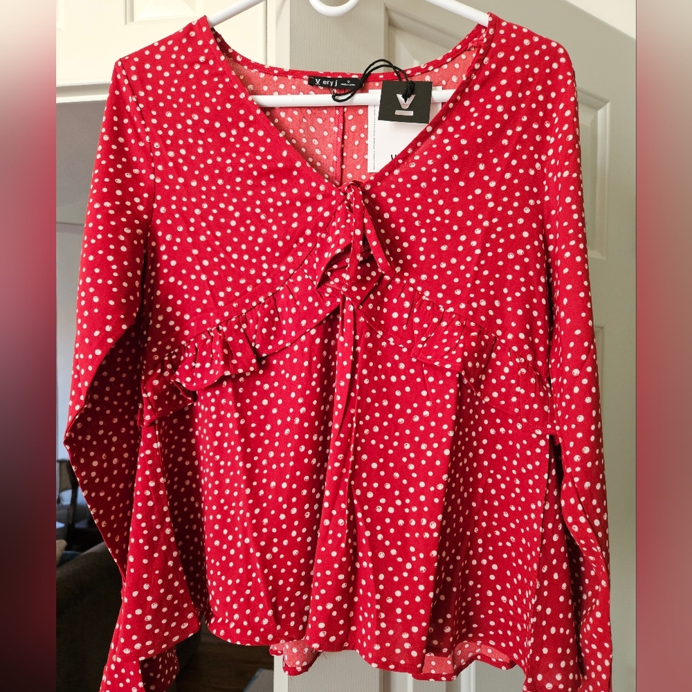 NWT Red Polka Dot Women's Top.  Item was never worn.  Excellent  condition!